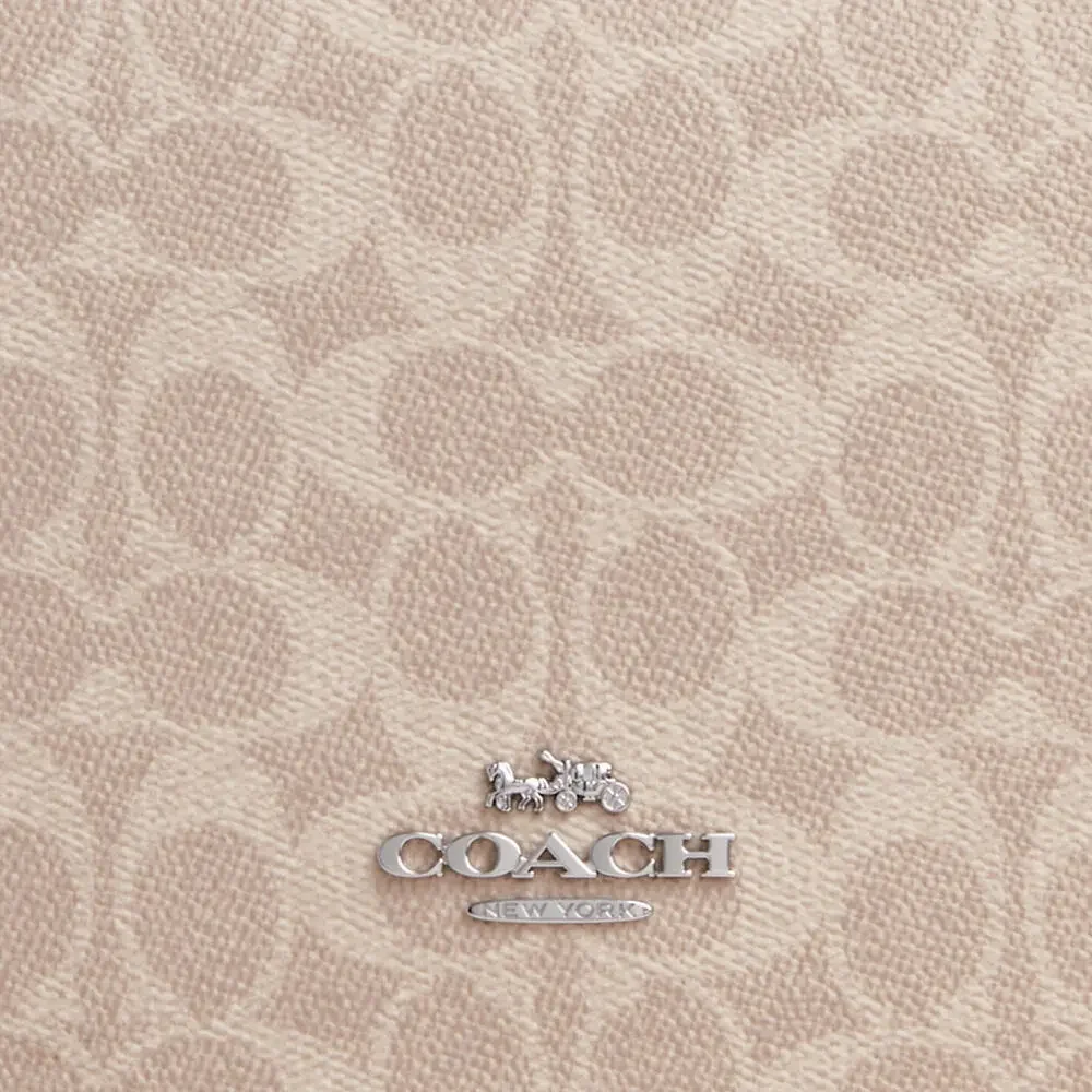 💛 Coach NWT Tan Quinn Bag Signature Canvas  crossbody Strap & Silver Hardware - Picture 8 of 9